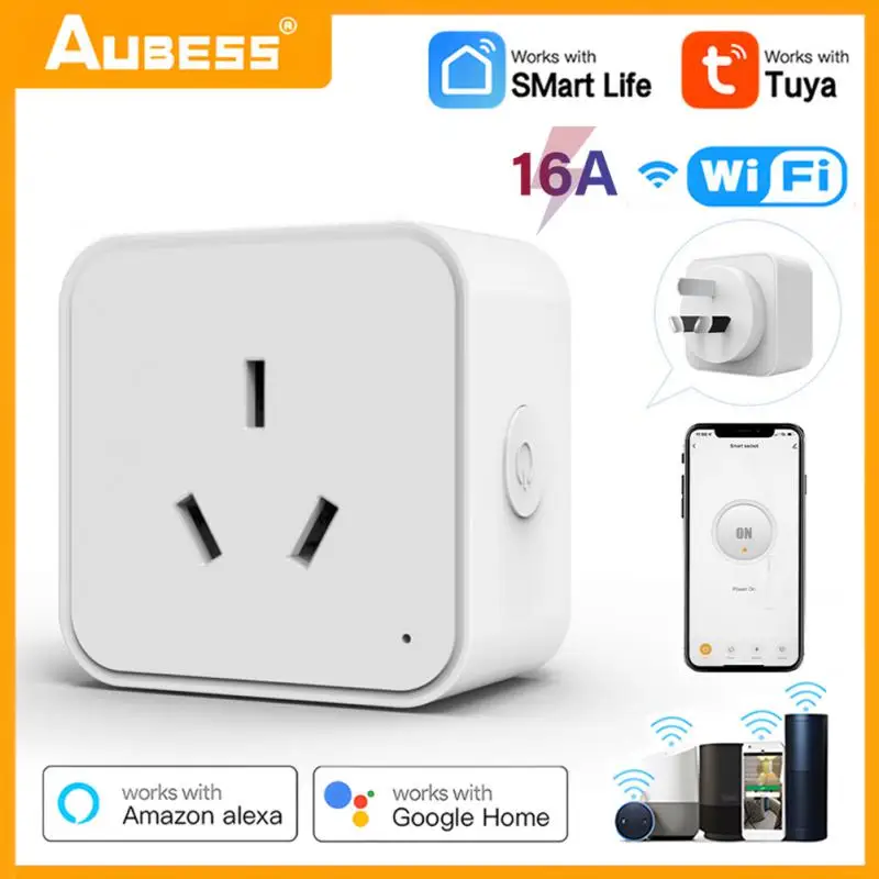Смарт-розетка Tuya с Wi-Fi и AU, умная настенная розетка с монитором умного дома, функцией таймера и голосовым управлением, с поддержкой Alexa и Google Assistant