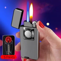 creative funny free change double flame cigarette cigar lighter windproof open flame and jet flame lighter smoking accessories
