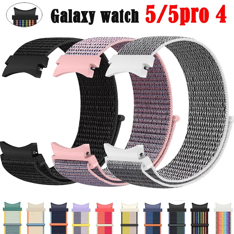 

Ремешок нейлоновый для наручных часов, браслет для Samsung Galaxy Watch 5 44 мм 40 мм, 4 4Classic 42 46 мм, без зазора, для Galaxy Watch 5 pro 45 мм samsung galaxy watch 4 classic 46mm ремешок