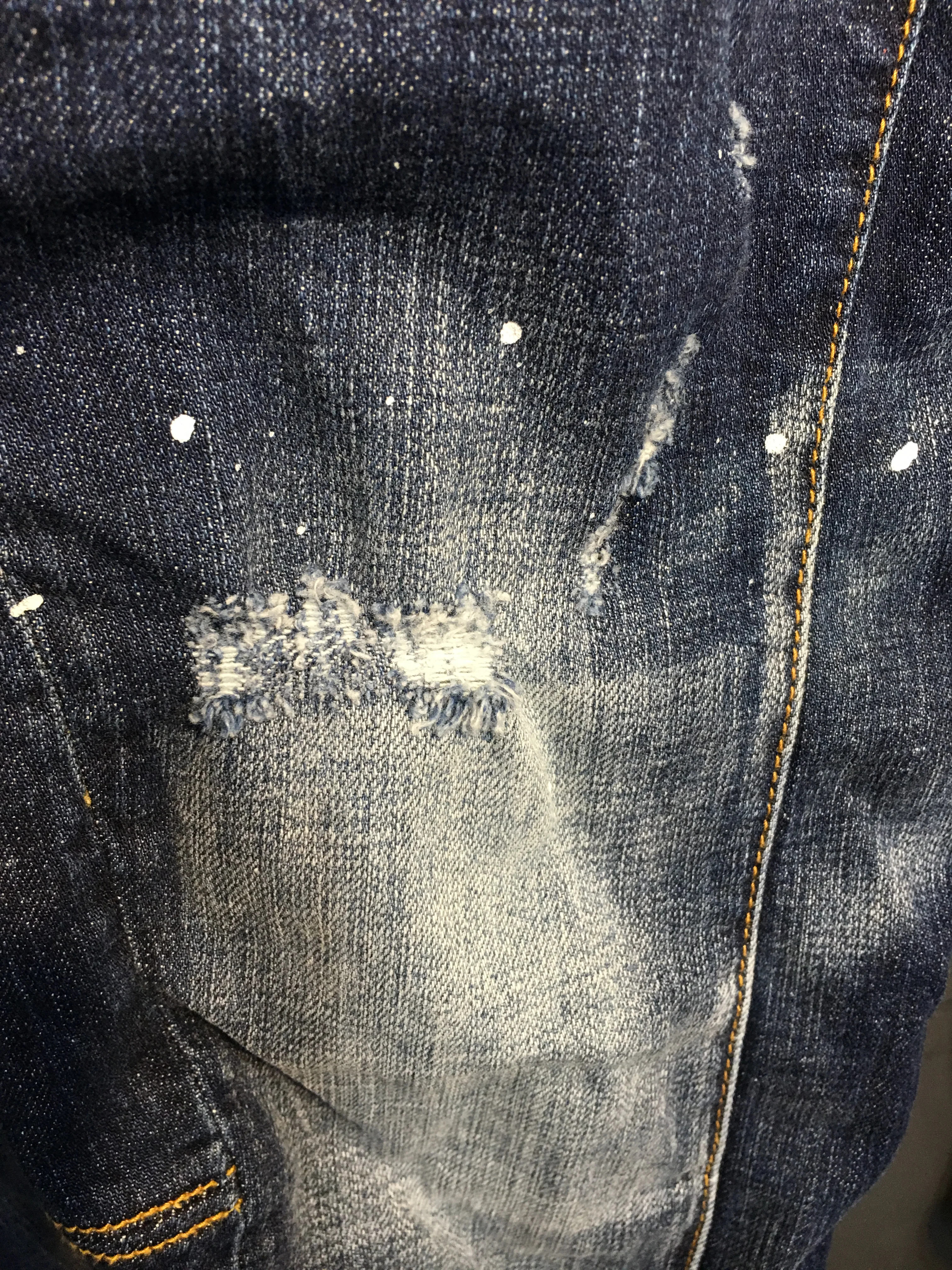 2023 New Jeans Fashionable Slim Fit with Hole Patches, Paint and Ink Breaking Small Foot Spliced Jeans for Men