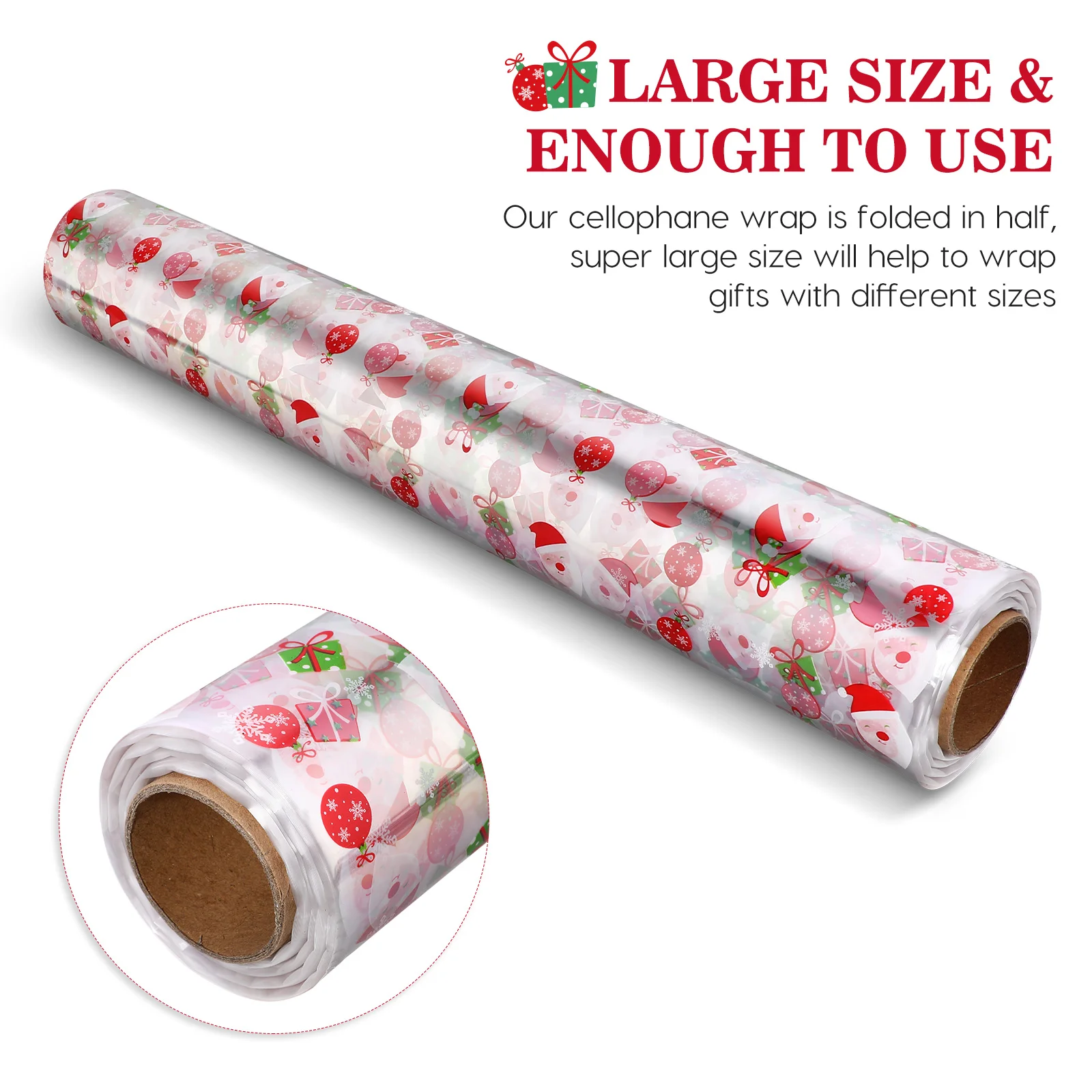 

Cellophane Wrap Paper Christmas Roll Wrapping Clear Gift Forhampers Rolls Wrapper Bags Transparent Cute Presents Santa Sheet