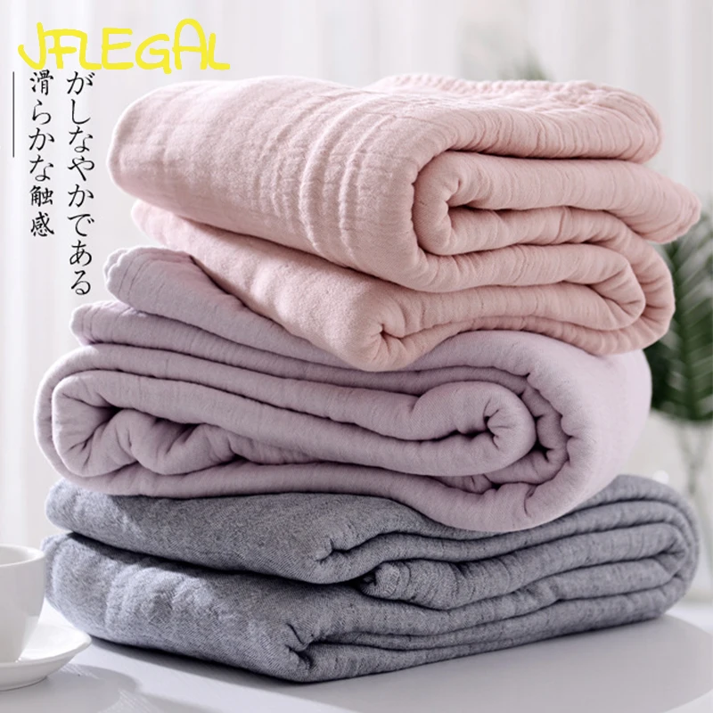 Простое японское 4-слойное утолщенное Хлопковое одеяло jfлегано мягкое полотенце