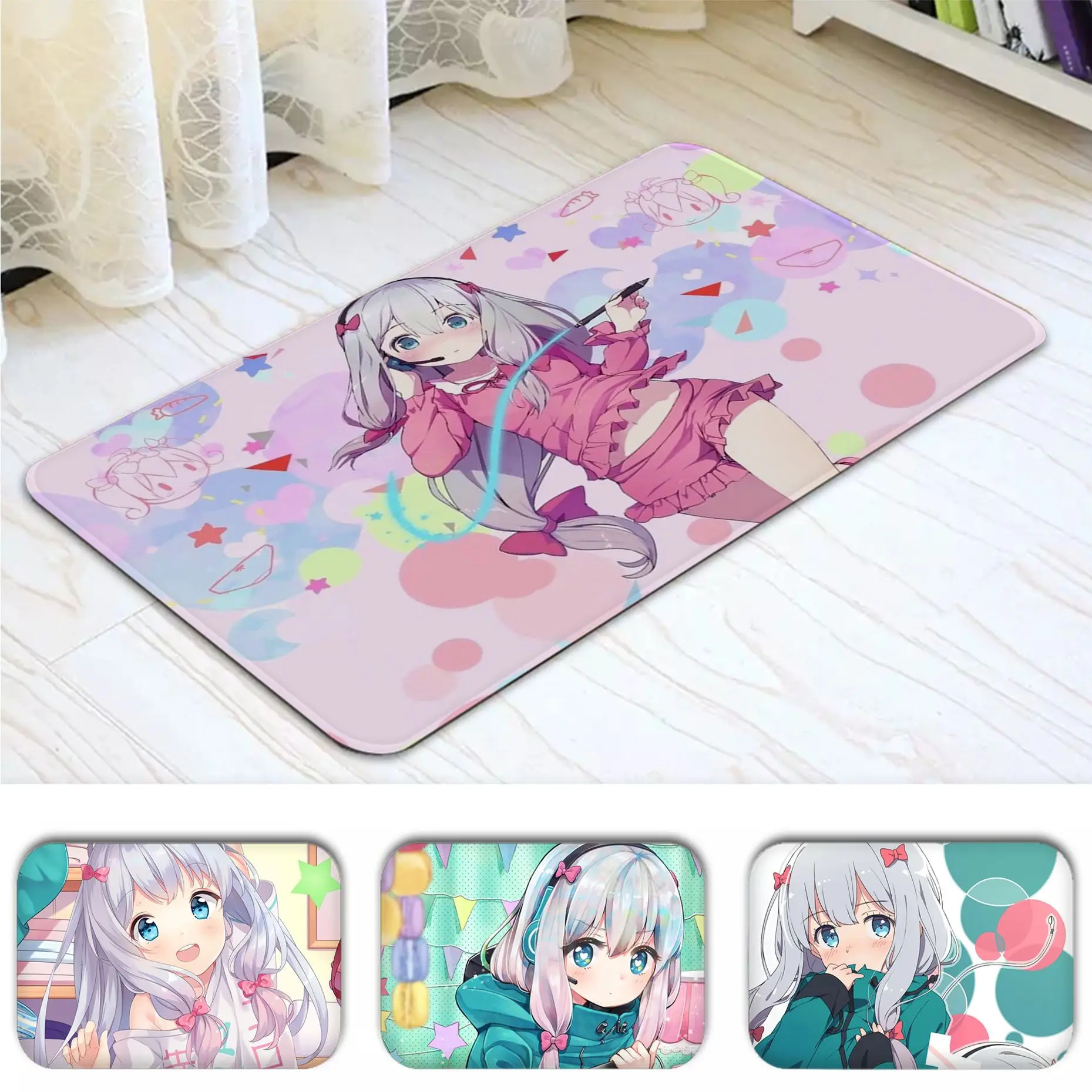

Eromanga Sensei Floor Mat Anti-slip Absorb Water Long Strip Cushion Bedroon Mat Alfombra