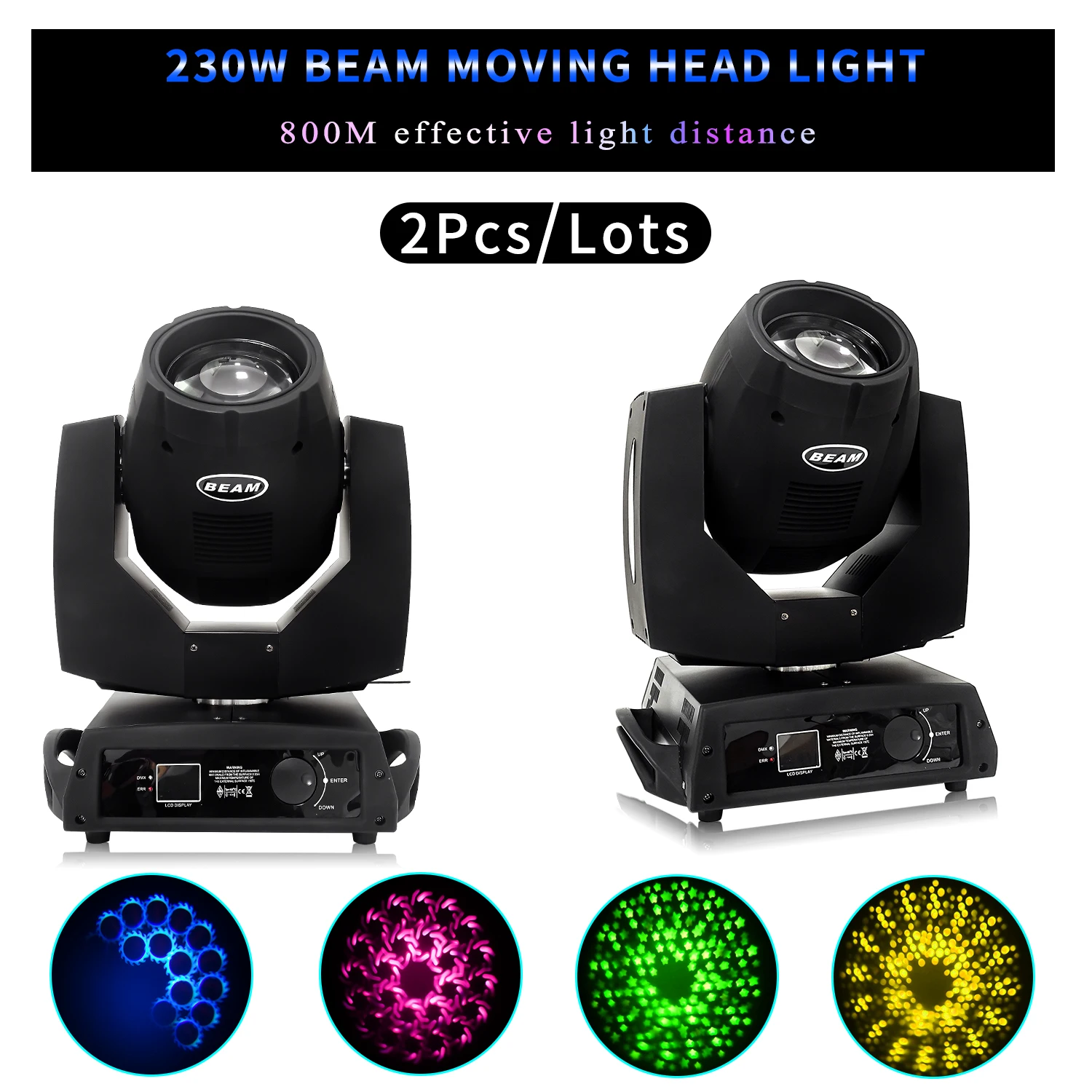 

2Pcs/Lots 230W 7R Beam Moving Head Light 17 Light Mode Variations DMX512 Control DJ Disco Equipment Stage Show Lighting