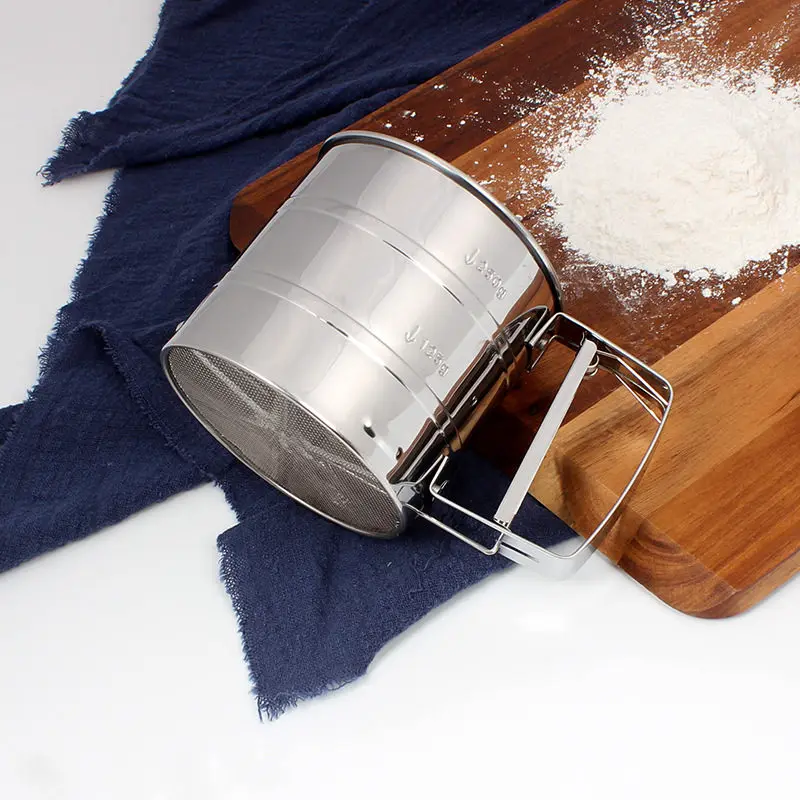 

Stainless Steel Flour Sieve Cup Powder Mesh Sieve Dessert Kitchen Gadgets Handmade Sugar Sieve with Mesh Baking Filter
