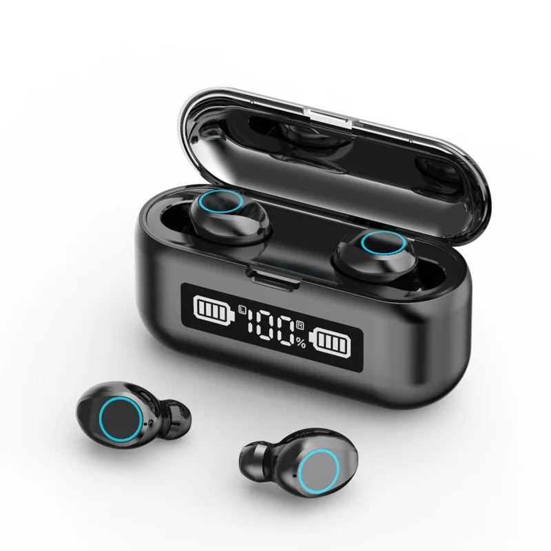 

True Wireless Bluetooth 5.1 Headphones Binaural In-Ear Sports Waterproof Stereo Digital Display Touch F9 Earbuds