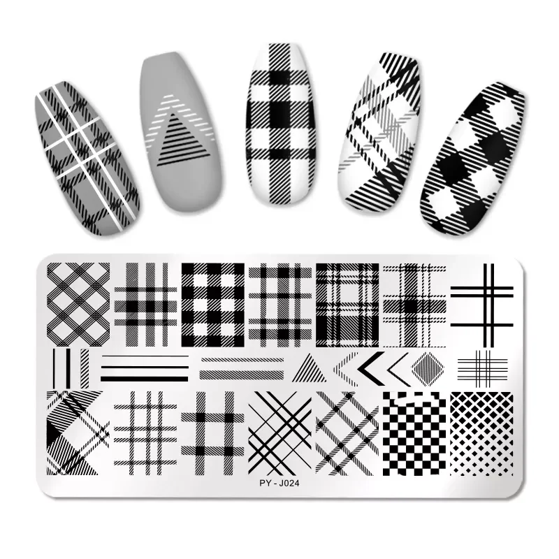 

PICT YOU Check Pattern Nail Stamping Plates Stainless Steel Nail idea nail Art Image Plate Nail Stencil Tools