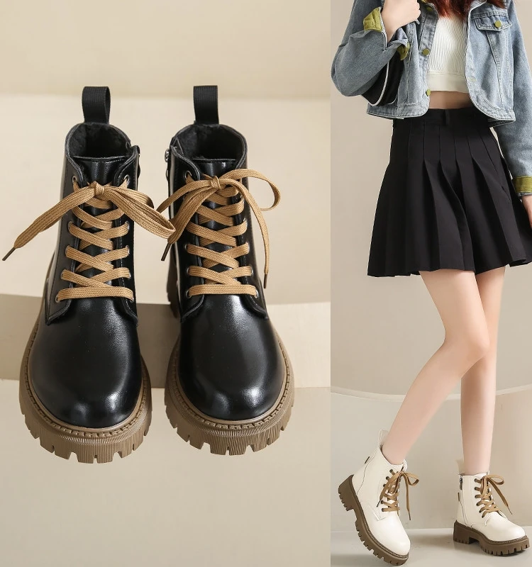 Ботинки женские на молнии с круглым носком осенне-зимние 2023