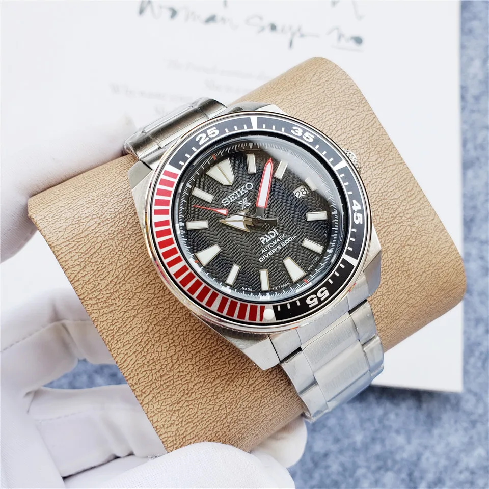 

Мужские водонепроницаемые часы Seiko с автоматическим механическим перемещением, из нержавеющей стали, 44 мм, с цветным циферблатом и датой, по...