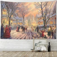 landscape oil painting tapestry retro art wall hanging kawaii aesthetic room decor hippie home wall decor yoga mat sheets