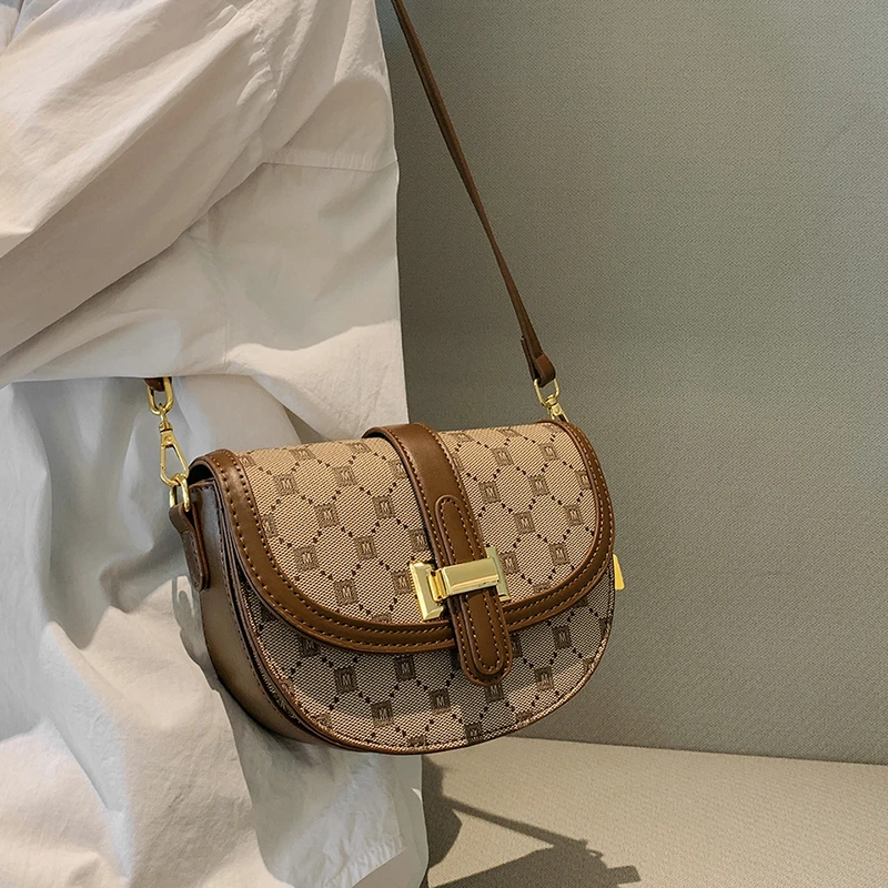 

Женская сумка-седло с рисунком «гусиная лапка», кошельки для женщин, сумки через плечо, новинка 2022, модная женская сумка-мессенджер высокого...