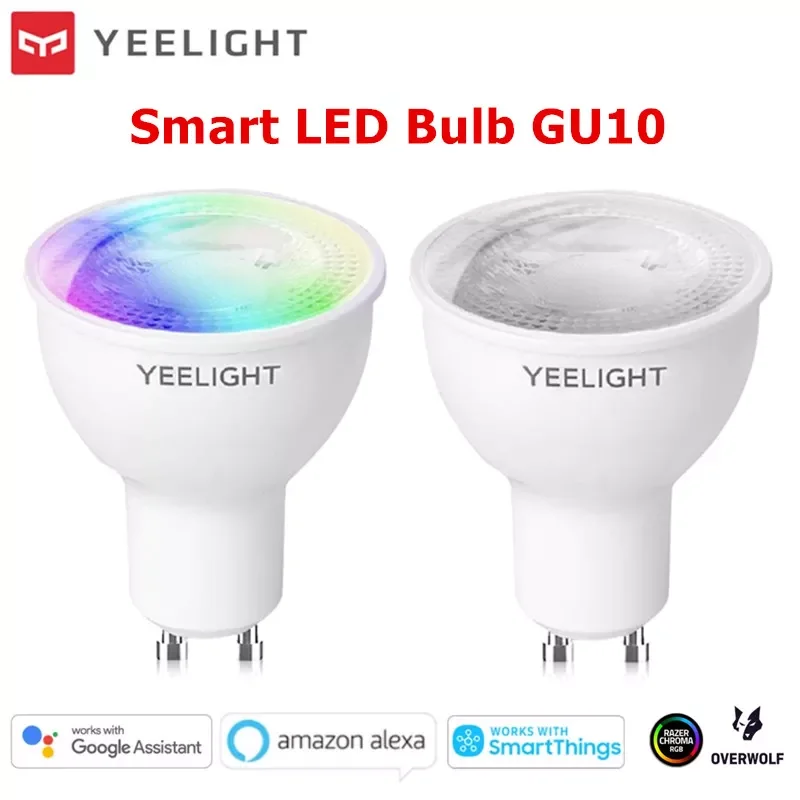 

2021 New Yeelight LED GU10 Dimmable/Colorful Smart LED Bulb AC 220-240V 4.8W 2700K Work With Google Assistant Alexa Razer Chroma