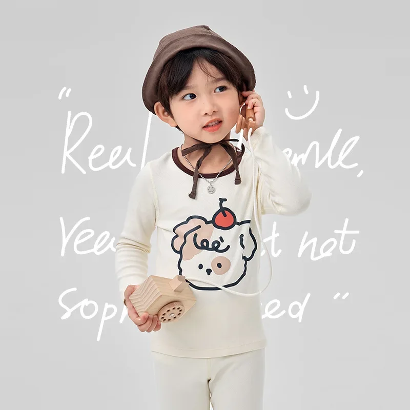 ZYZ Children's Autumn Winter Dog Pyjamas Warm Sleepwear A- Class Wool Pullover Home Clothes for Kids Fleece Sweatsuits