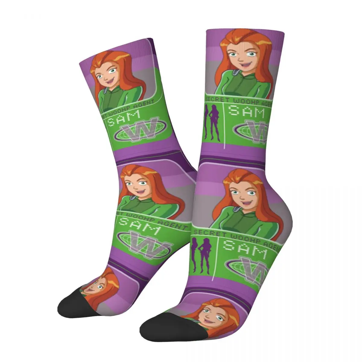 

Funny Happy Men's Compression Socks Badge Cool Vintage Harajuku Totally Spies Sam Clover Alex Cartoon Hip Hop Pattern Crew Sock