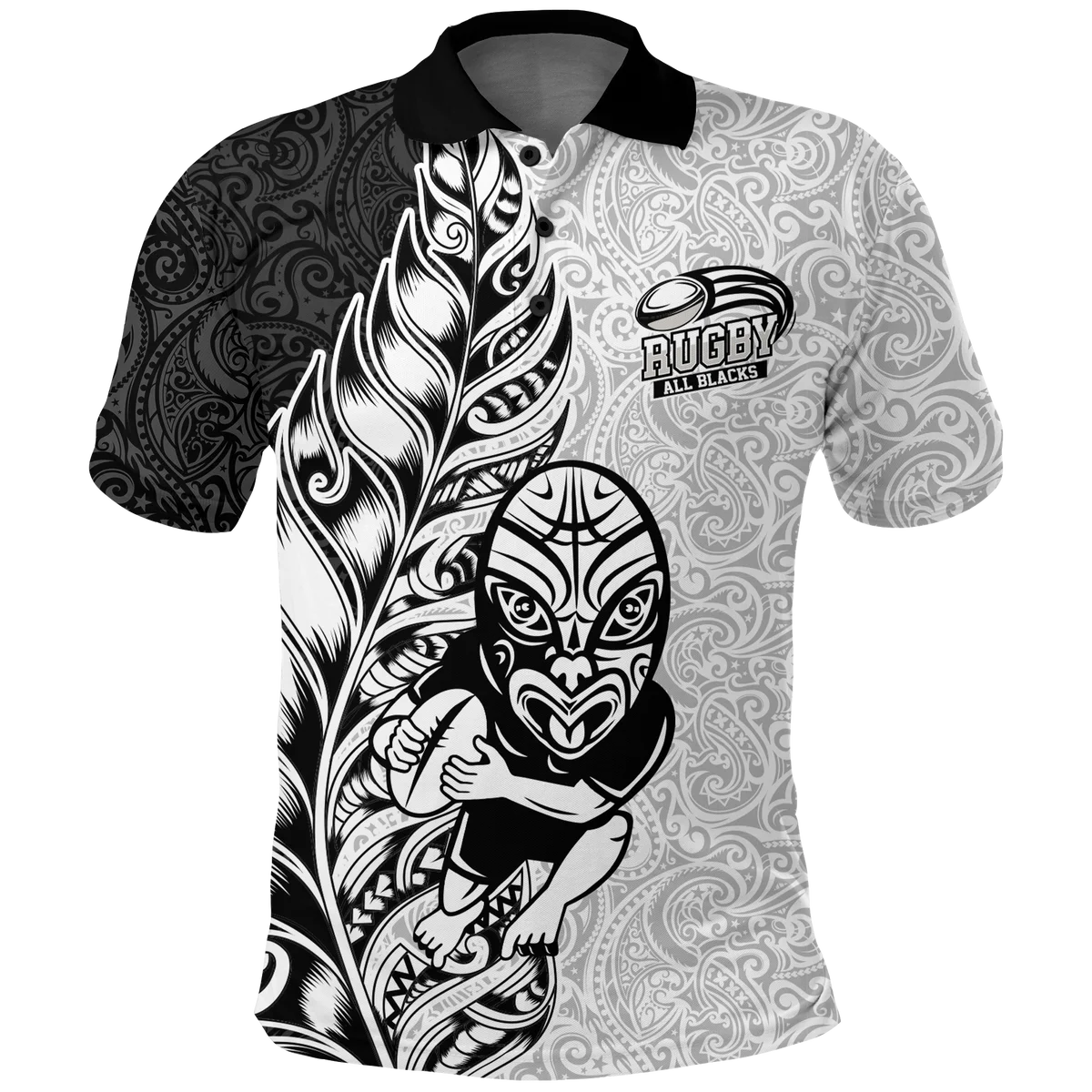

Новая Зеландия Maori полностью Черный Регби 3D печать мужская рубашка поло высокое качество дышащая с коротким рукавом Повседневная футболка Топ Спортивная