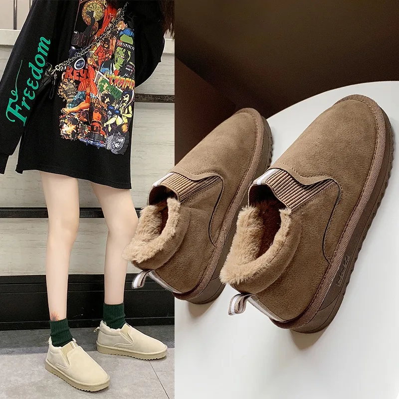 

Женские осенне-зимние ботинки из хлопчатобумажной ткани, на низком каблуке, с круглым носком