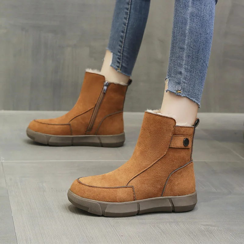 

Winter Women Boots Warm Fleece Ankle Boots Comfortable All-match Snow Boots Women Casual Non-slip Platform Boots botas de mujer
