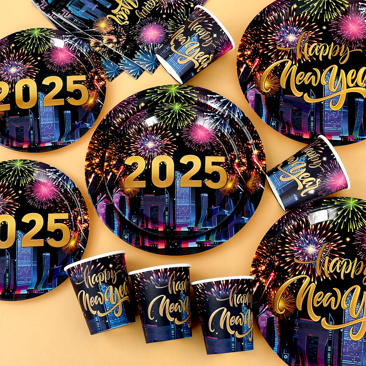 Новогодние фейерверки наборы бумажных тарелок рождественские украшения для