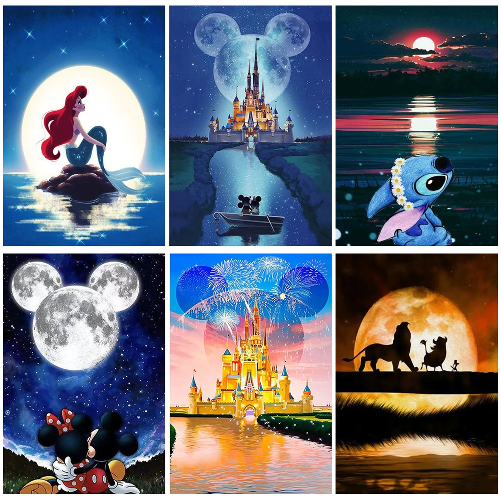 

Disney Cartoon Castle DIY 5D Diamond Painting Mickey Minnie Mouse The Lion King Embroidery Cross Ctitch Kits Decor For Home