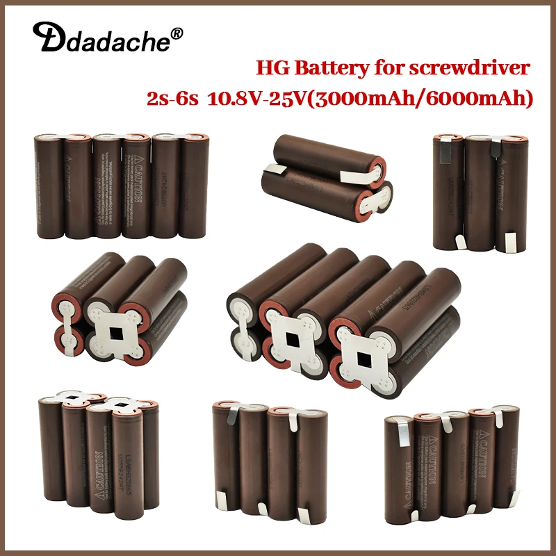 

NEW 18650 HG2 3000mAh 6000mAh 20amps 3S 4S 5S 6S 8S 7.4V 12.6V 14.8V 18V 25.2V 29.6V For Screwdriver batteries weld battery pack