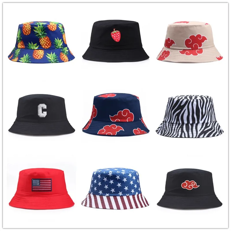 

Outdoor Sunscreen Bucket Hat Men's Caps Japanese Art Cartoon Print Cloud Fisherman Hat Women's Hats Basin Cap