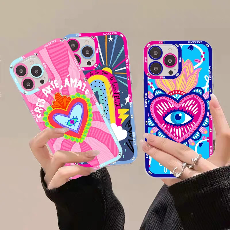 

Lucky Eye Blue Evil Eyes Phone Case For iPhone 13 14 Pro Max XS XR 12 11 Pro 13 Mini Soft Clear Back Cover