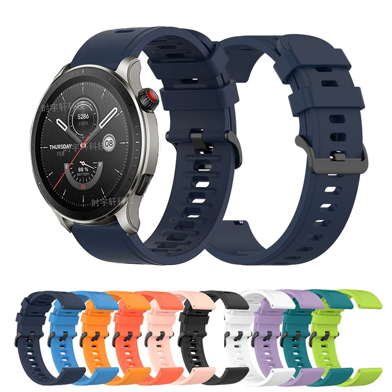 

22mm Silicone Replacement Strap For Amazfit GTR 4/3 Pro/2/2E/47mm Watch Sport Bracelet For Amazfit Pace/Stratos 3 2S Band Correa