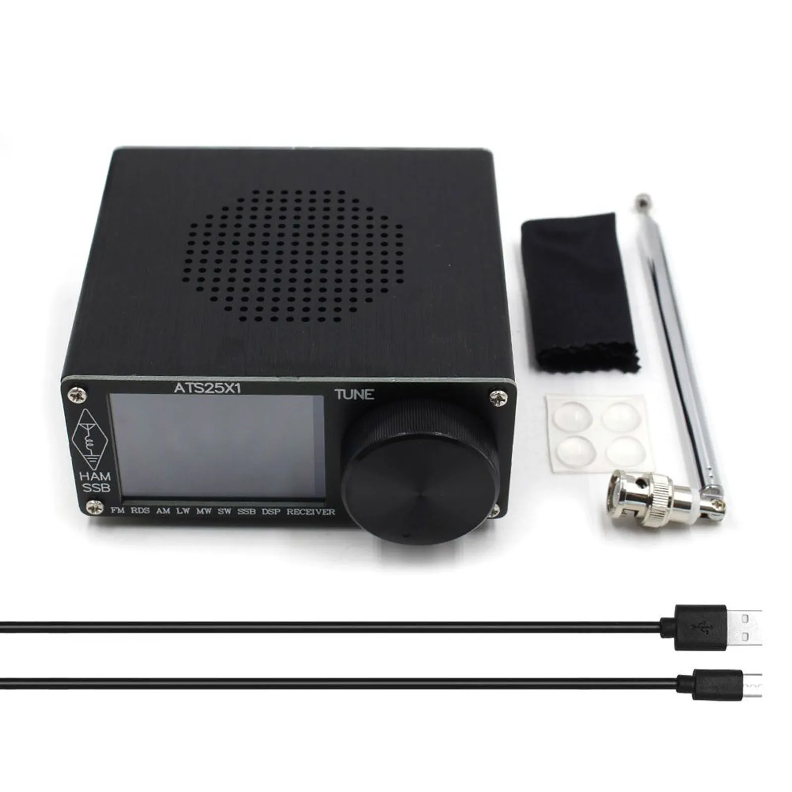

ATS25X1 DSP Radio Receiver Antenna BNC Electrical Equipment Radio Receiver Type-c Data Cable With Touch Screen