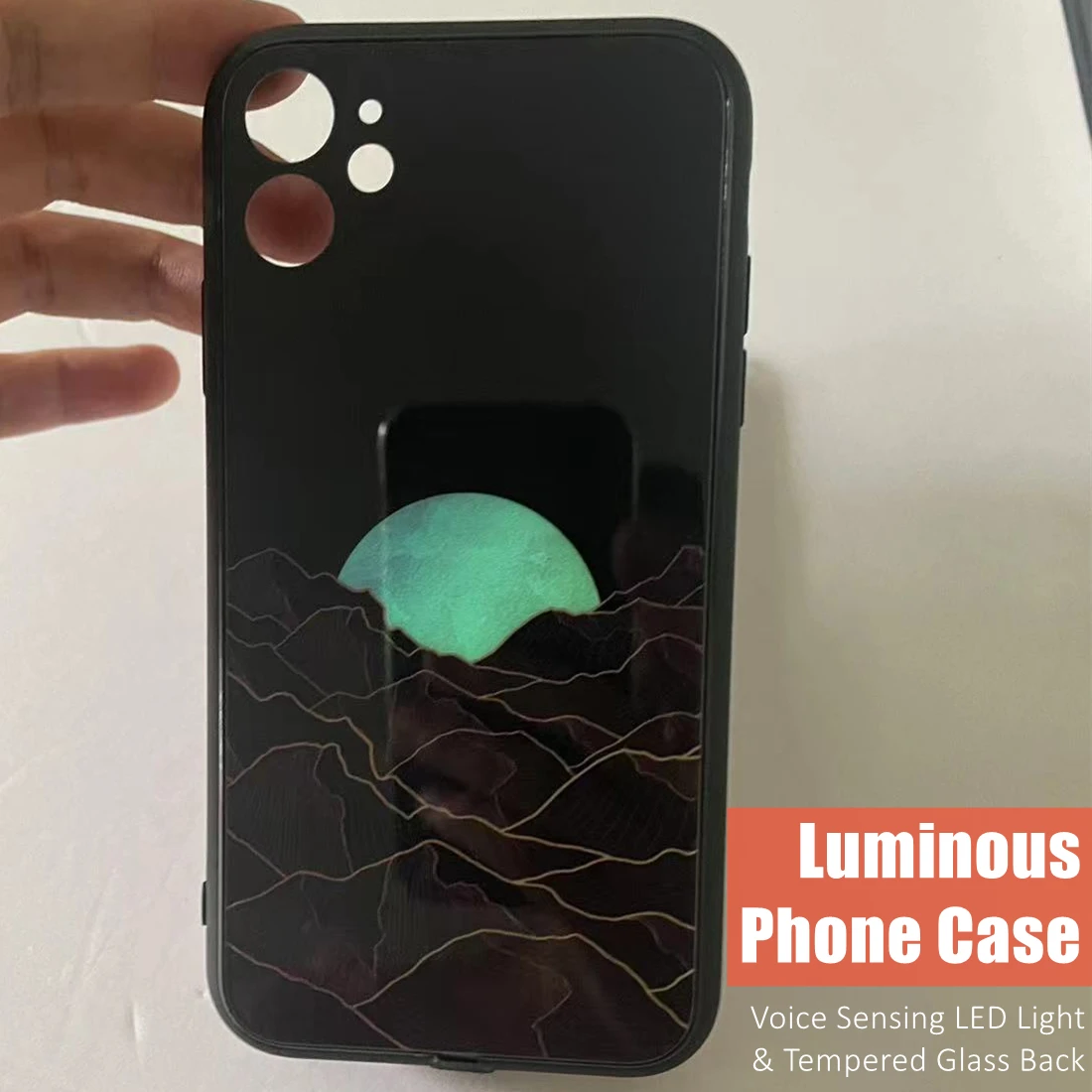 

Couple Sun Moon Colorful LED Light Glow Luminous Tempered Glass Phone Case for OnePlus 6T 7 7T 8 8T 9 9R 10 Ace Nord 2 N200 Pro