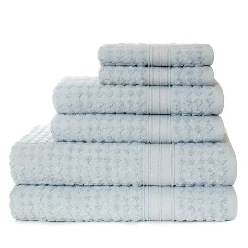 

Diamond Cut Textured 6 Piece Bath Towel Set in Light Blue