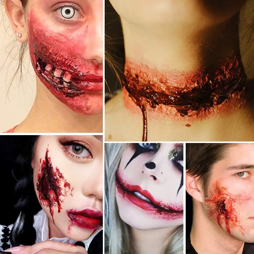 Halloween Fake Scars Wax Special Effects Cosplay Makeup Kit Professional Body Nose Face Wound Modeling Scar Festival Stage |