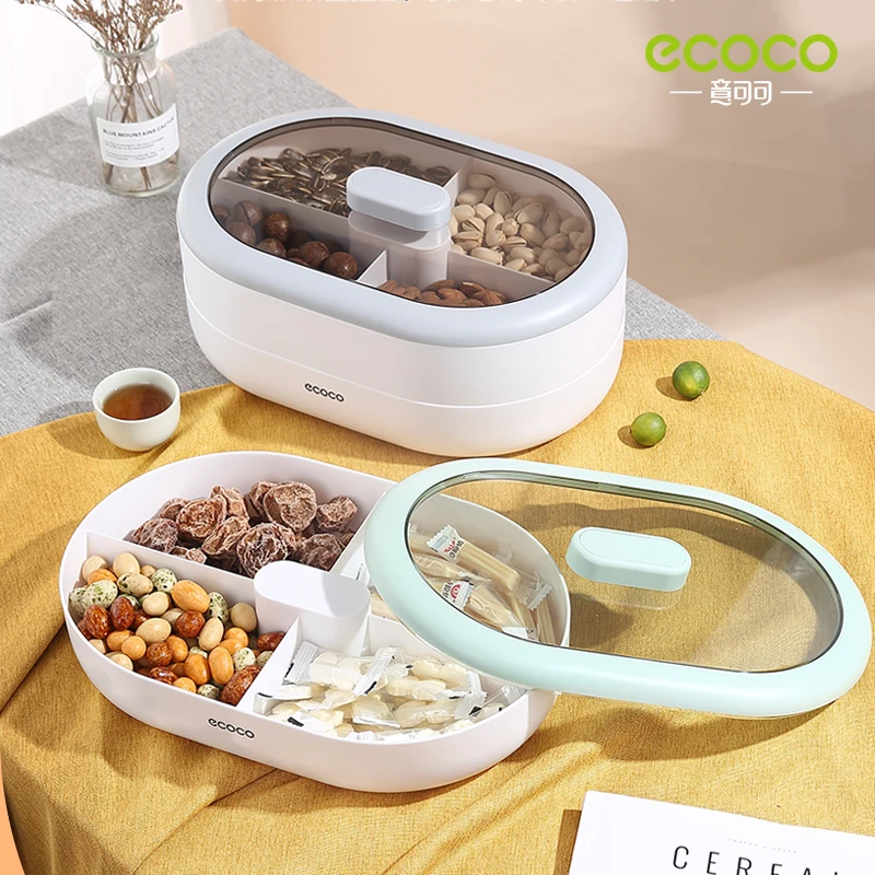 

ECOCO Candy Plate Dry Fruit Plate Home Living Room Coffee Table Snack Snack Storage Box Net Red Melon Seeds Refreshment Nut Tray