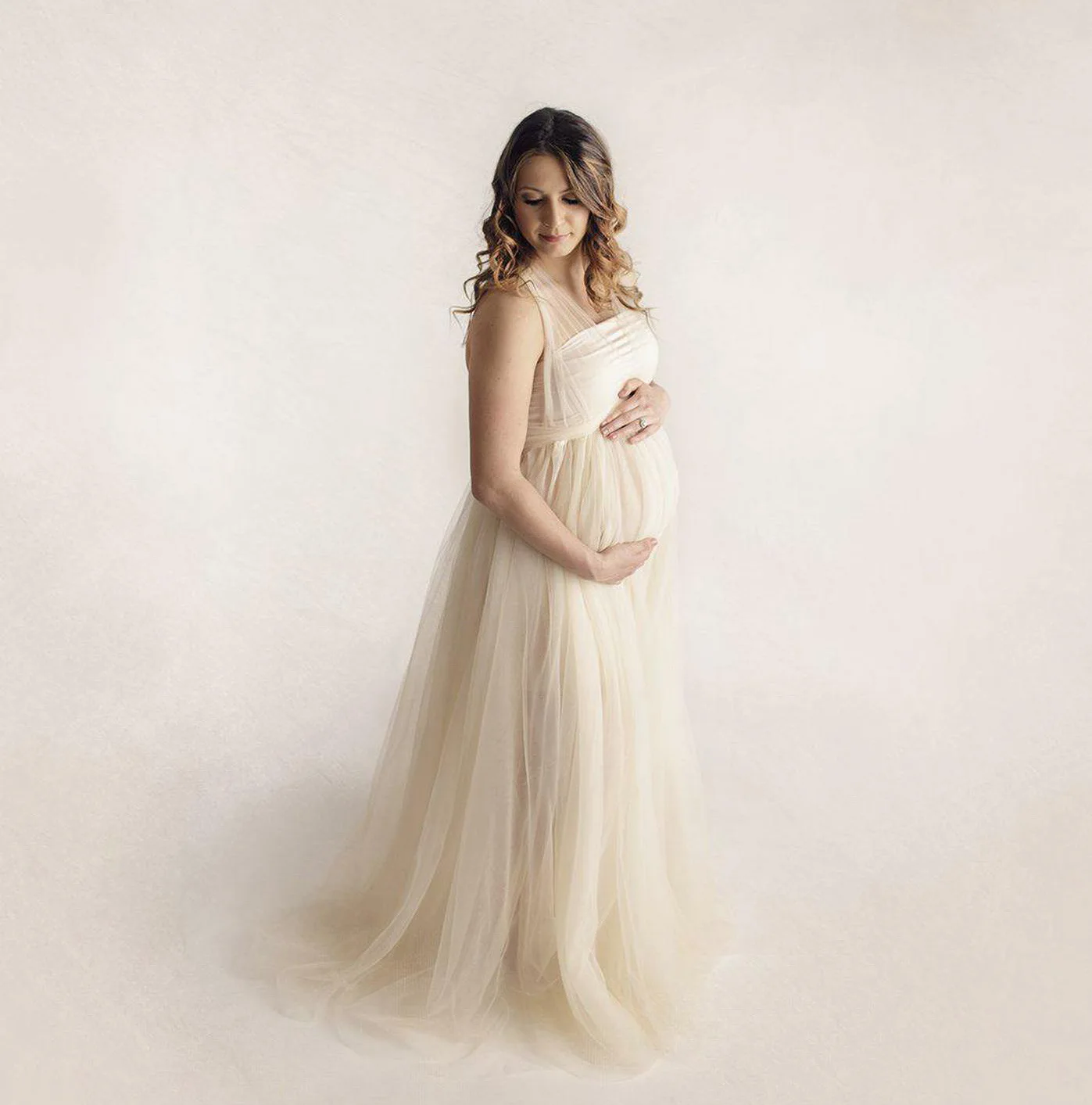 Maternity Photo Shoot Dress Multiway Wrap Tulle Long Maxi Gown Pregnant Women Party Baby Shower Dress Photography Props Costume enlarge