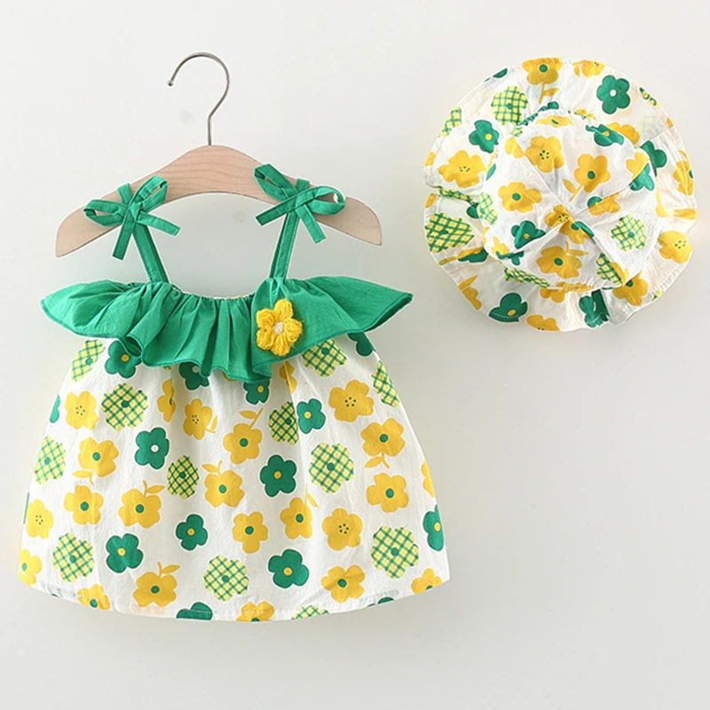 

2 шт., детское хлопковое пляжное платье без рукавов и с цветочным принтом