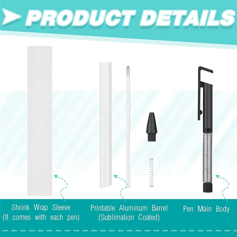 

Сублимационные ручки с термоусадочным покрытием, 12 шт.