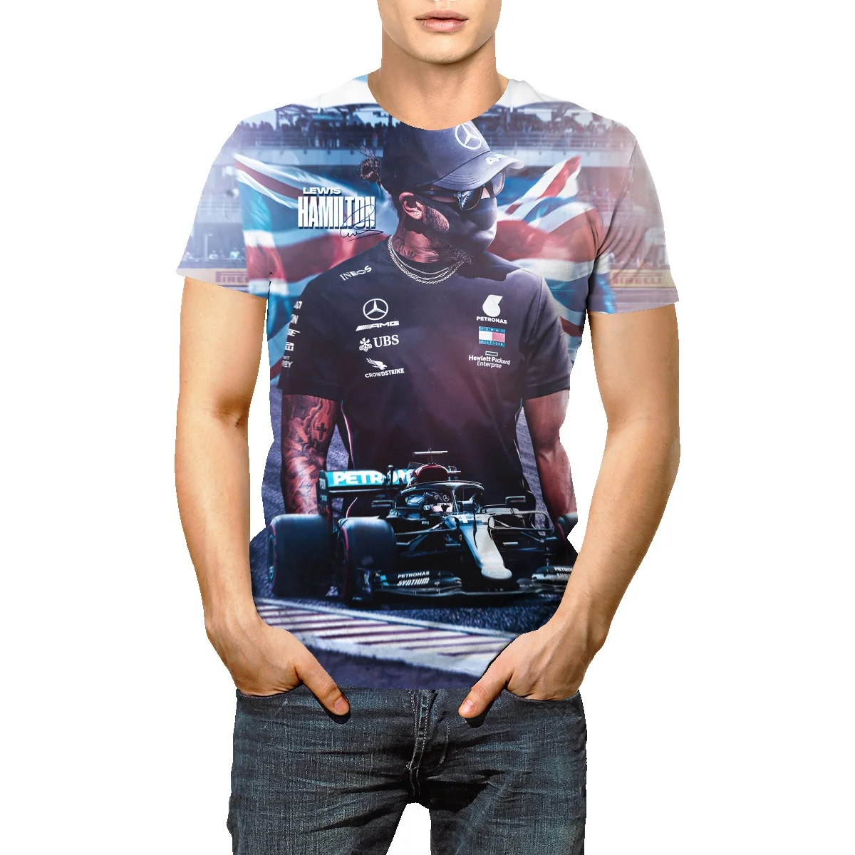 

Футболка гоночная f1 мужская повседневная однотонная с принтом, трендовая Одежда большого размера с круглым вырезом, брендовая одежда с кор...