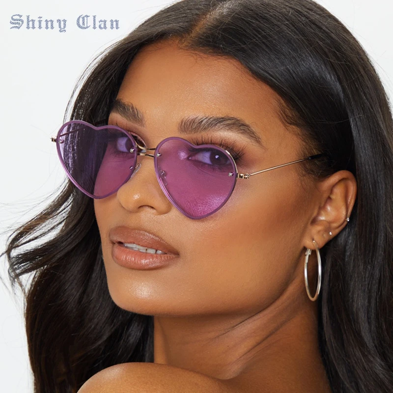 

2023 модные новые стильные популярные женские поляризационные тонированные солнцезащитные очки в форме сердца для девушек ретро UV400 цветные женские очки без оправы
