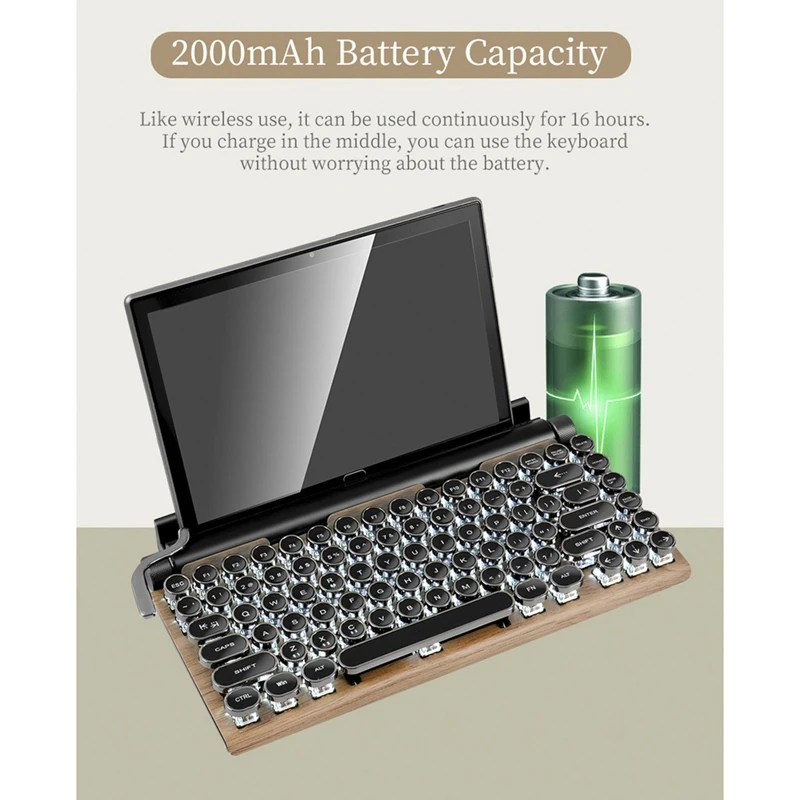 Игровая клавиатура в стиле ретро беспроводная Bluetooth-клавиатура с 83 клавишами USB