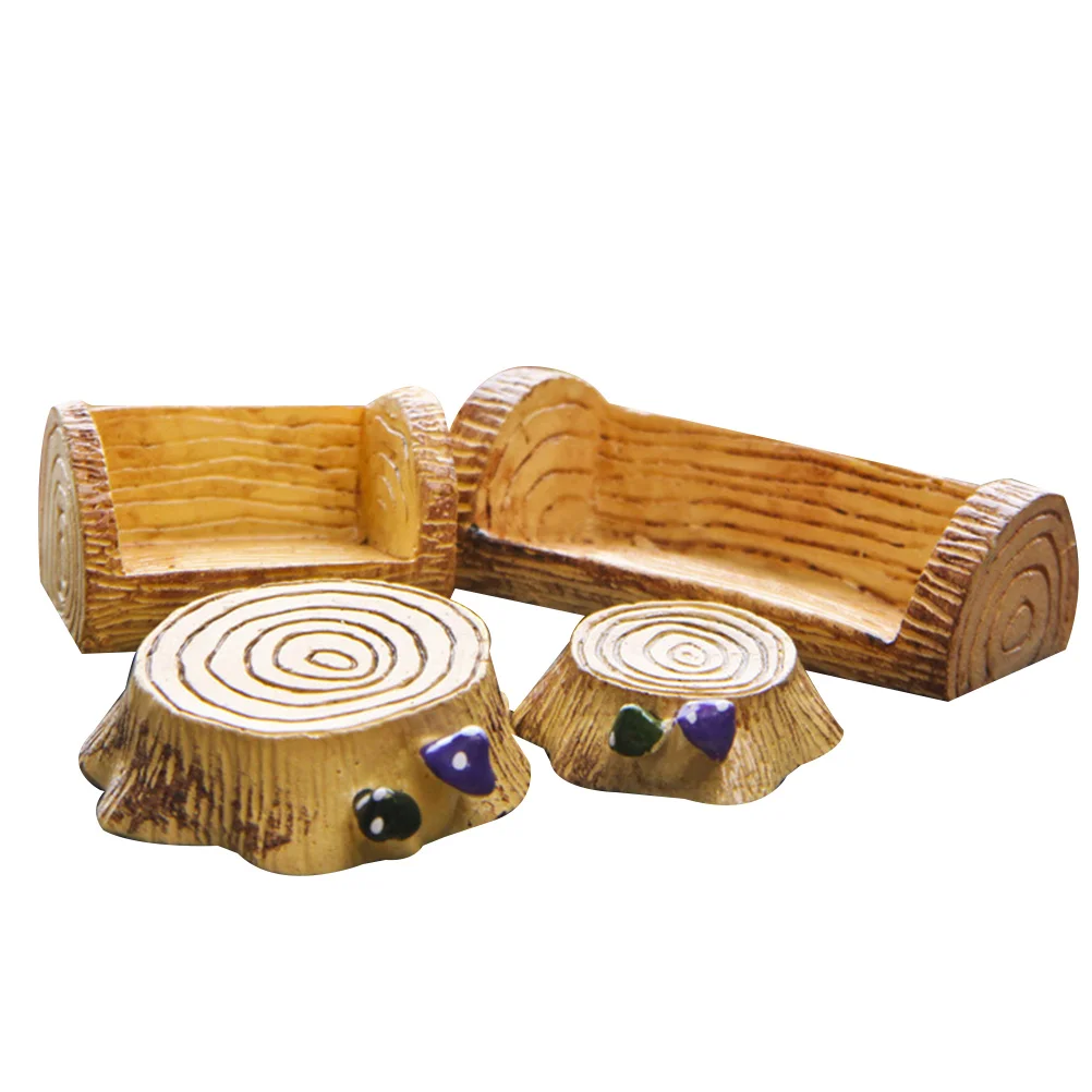 

Chair Stump Garden Tree Resin Bench Set Mini Tiny Miniature Furniture Chairs Micro Stumps Decorartificial Miniatures Landscape