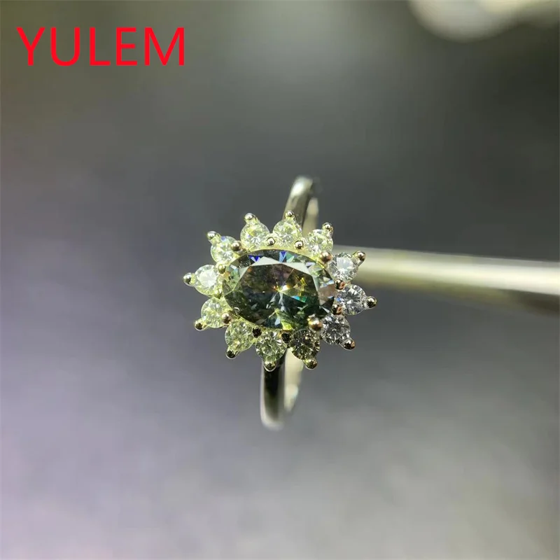 

1 Carat Oval Cut Gray/Grey Moissanite Wedding Band Rings for Women 925 Sterling Silver Engagement Solitaire Ring Wholesale