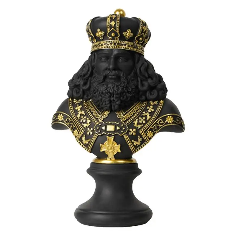 

Chess Figurines King / Queen Chess Bust Ornament Resin Collectible Figurines Office Bookshelf Desktop Table Wine Cabinet