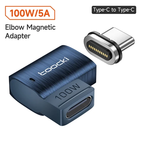 Магнитный адаптер Toocki 100 Вт PD3.0 с разъемом типа C на Type C, переходник с углом 90 градусов для быстрой зарядки, адаптер USB C OTG для Macbook, Samsung, Huawei