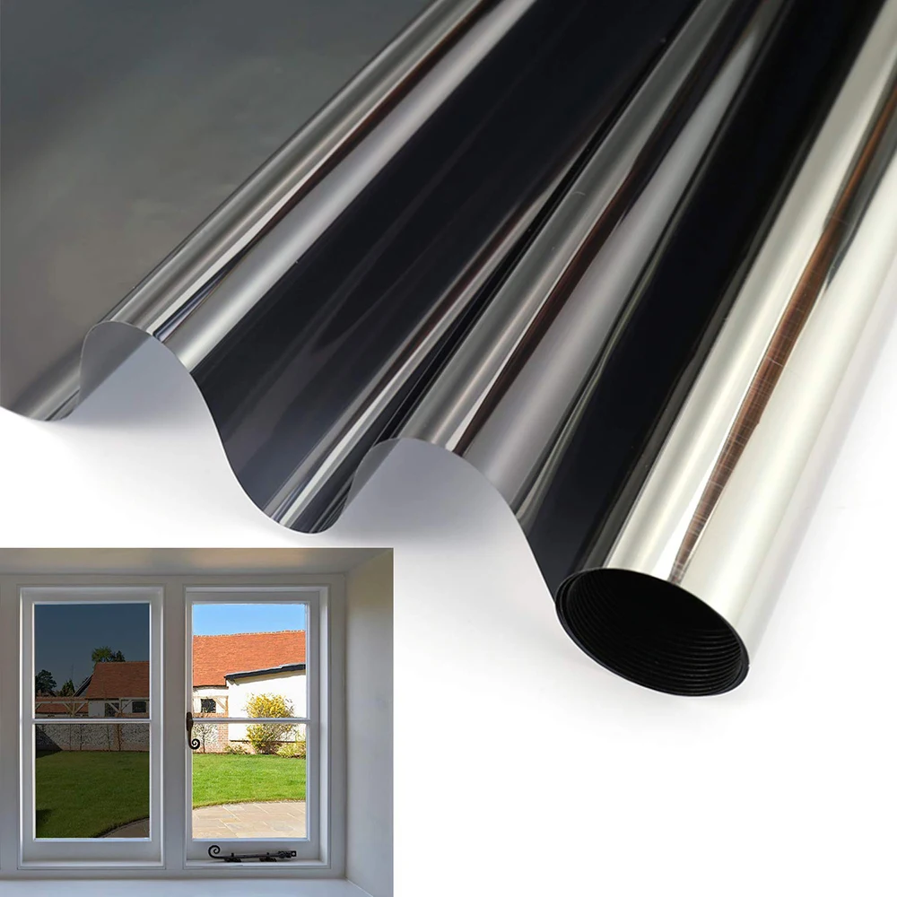 

One Way Mirror Vision Solar Window Tint Stained Glass Vinyl Self Adhesive Film Reflective UV Rejection Window Film For Home