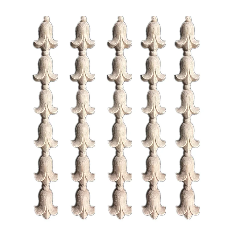 5PCS 30cm Wood Carved Corner Onlay Appliques Unpainted Wooden Decal Frame Furniture Decor Craft for Mirror Cabinet Chair Drawer