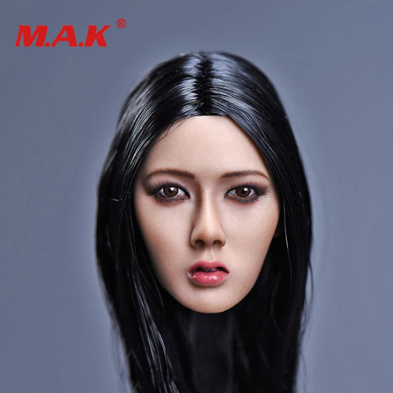 

Скульптура головы азиатской женщины, девушки из серии Xiu, с длинным черным bair F, 12 дюймов, цвет загара, фигурка тела, игрушка, 1/6