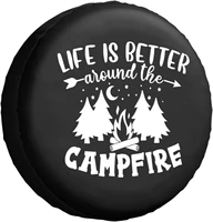 life is better around the campfire rv spare tire cover for rv trailer wheel covers for trailer tires camping weatherproof univer
