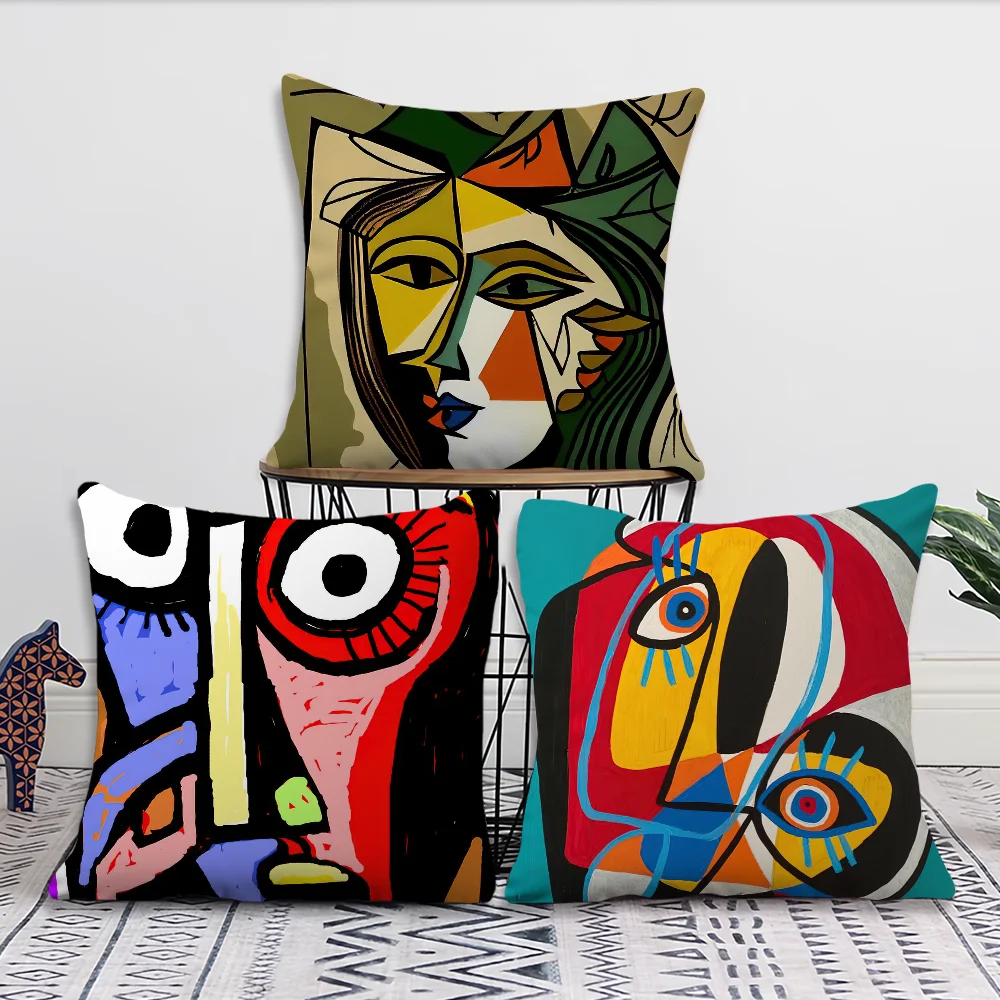 Painter Artists Pablo Ruiz P-Picasso Pillow Case Living Room Accent Couch Back Support Square Lounge Restful Nap Companion ﻿