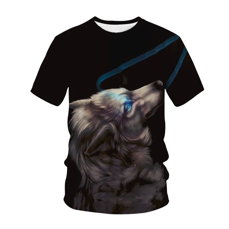 

Cool Wolf Fashion T Shirt Men's Summer Short Sleeve Breathable T-shirt Round Neck Casual Tee Top Clothes Male Clothing S to 6XL
