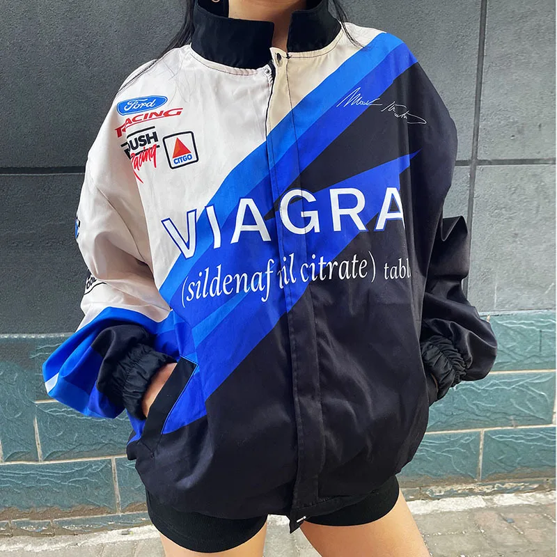 

Oversized Wome's Jacket Spring and Autumn Gothic Casual Long sleeved Zipper Cardigan Gothic Moto Clothing Print Coats Female