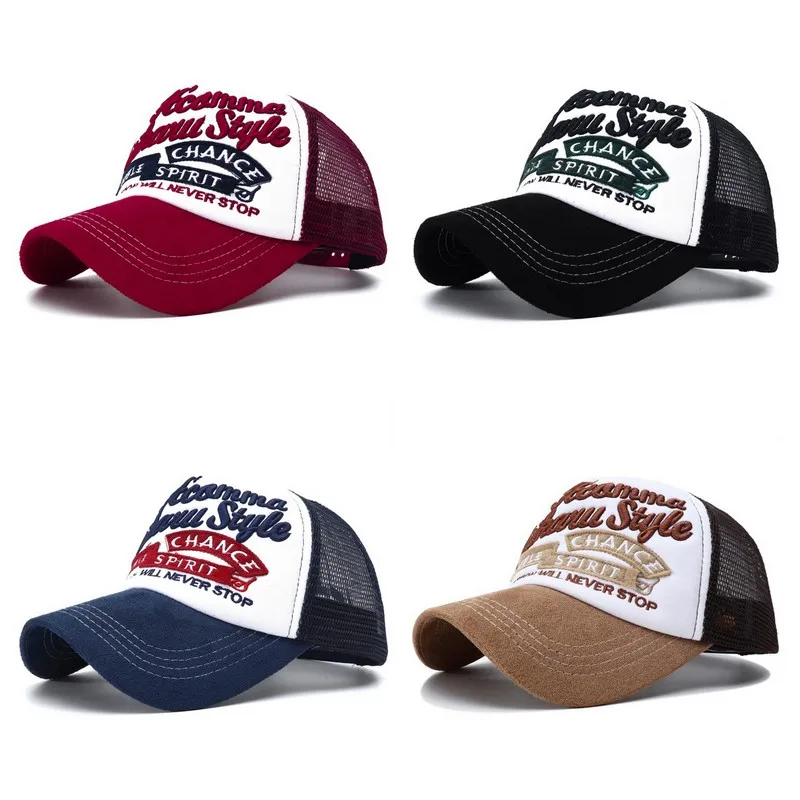 

2022 New Summer 5 Panel Breathable Mesh Cap Baseball Snapback Hat Adjustable Sun Visor Trucker Hats for Women Men Gorra Hombre